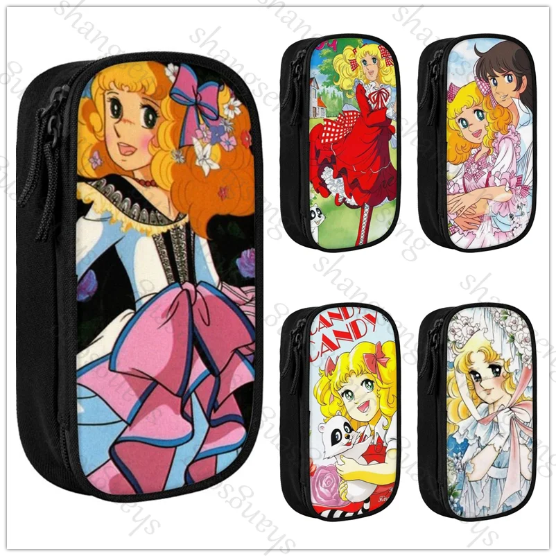 

Pen Bag Large Capacity Pencil Case Multifunctional Stationery Storage Bag Student School Supplies Candy Candy Anime