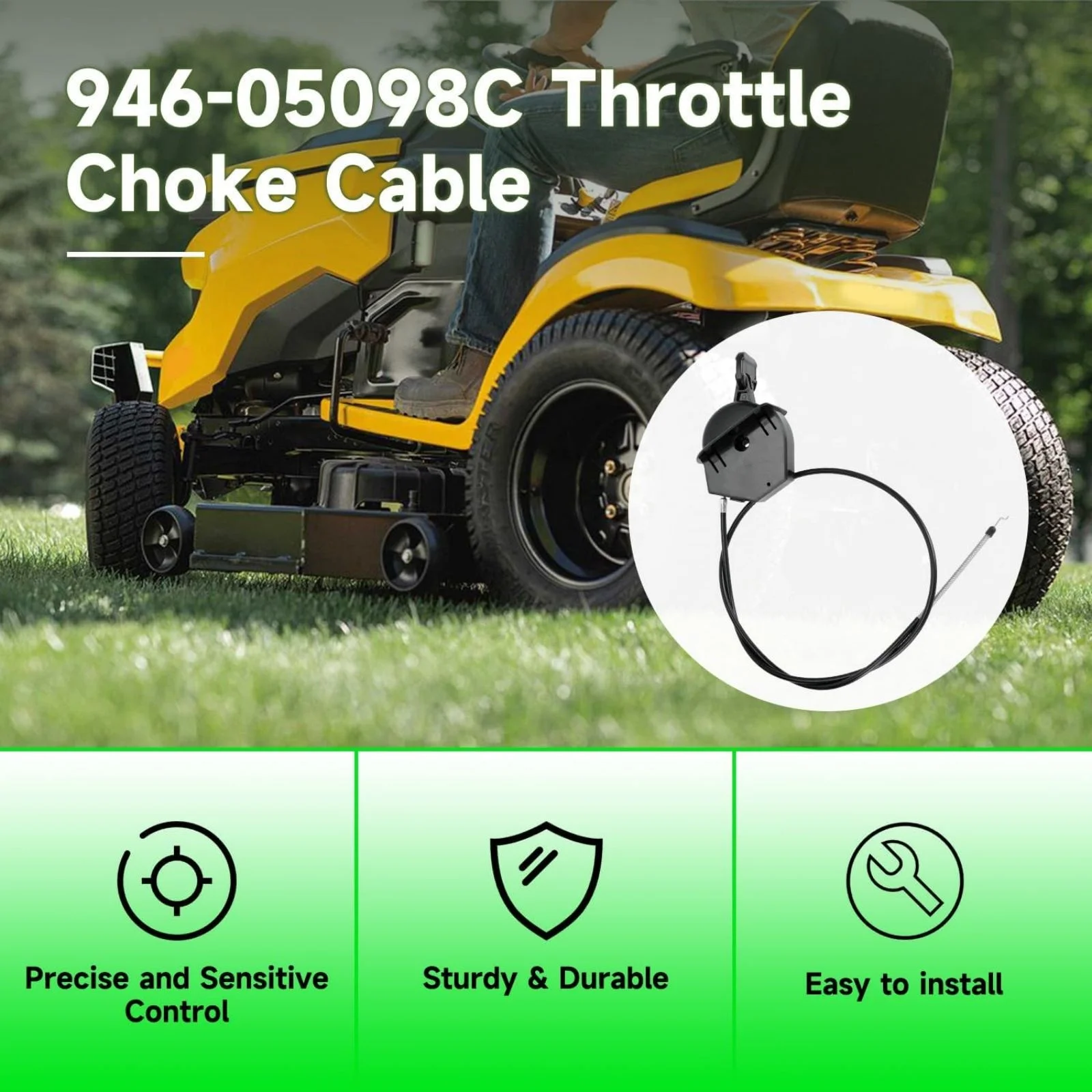 1PC Throttle Choke Cable 946-05098A Replacement for Cub Cadet XT1-LT46 LT50 GT54 Craftsman T8600 T7800 Troy-Bilt
