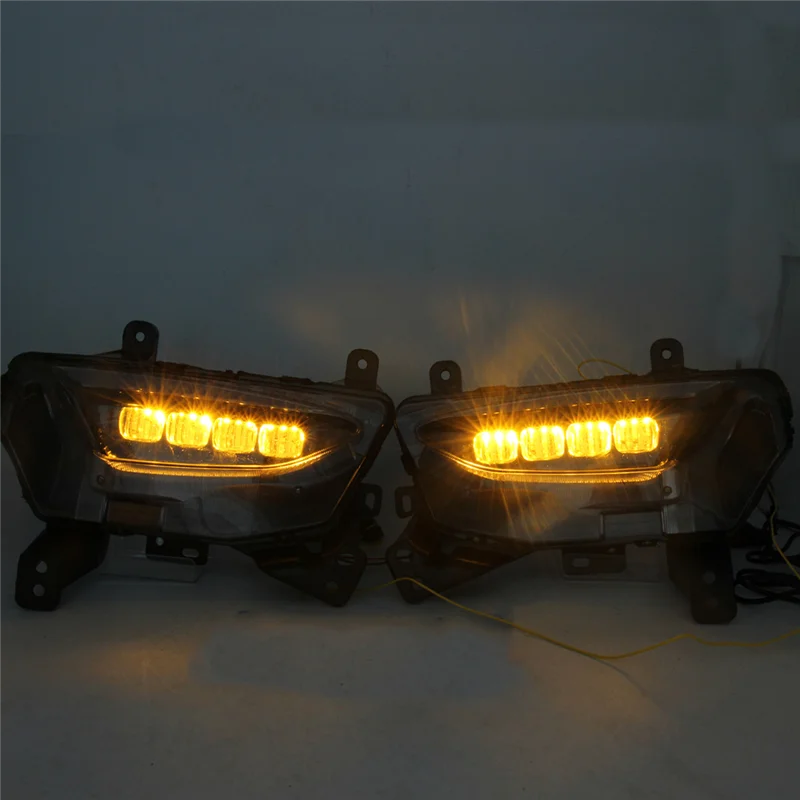 2Pcs DRL Daytime Running Light LED Front Bumper Lamps for Chevrolet Equinox 22 Turn Signal 3 Colors Streamer White Blue