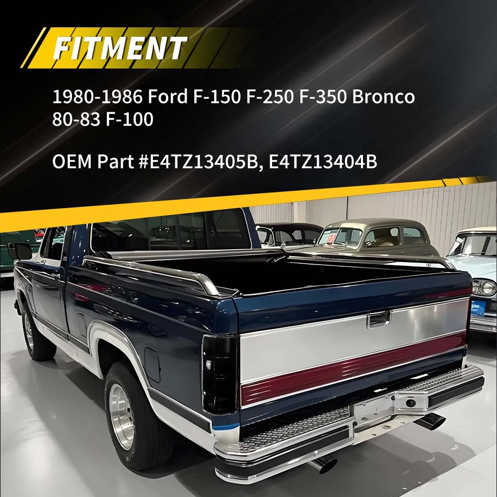2Pcs For 1980-1986 Ford F-150 F-250 F-350 Bronco 1980-1983 F-100 Rear Bumper Brake Light Backup Reverse Light Tail Light Cover