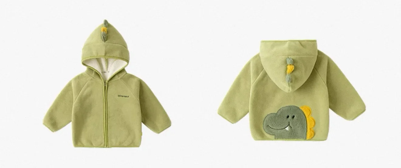 Kinder 3D-Cartoon-Kapuzenjacke Herbst Winter Haferfleece Gefüttert Dick Warm Langarm Freizeit-Oberbekleidung für Kleinkinder Jungen Mädchen – Detail 9