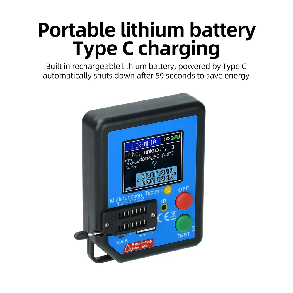 LCR-MF10 TFT High-Precision Multifunction Digital Transistor Tester Electronic Component Fault Diagnosis Instrument With TypeC