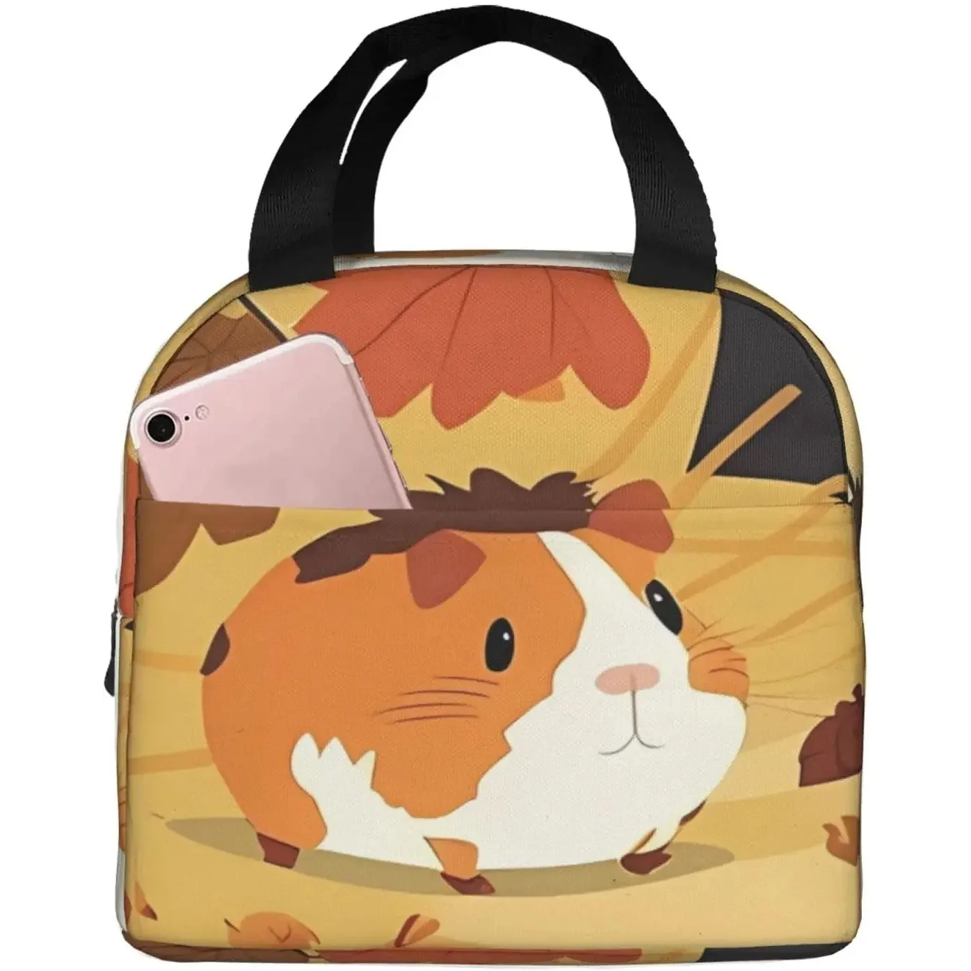 

Изолированная сумка для обеда с желтыми морскими свинками из мультфильма, термозамораживаемая сумка для обеда, водонепроницаемая сумка для бенто Lu nch Box для женщин и мужчин, сумка для обеда