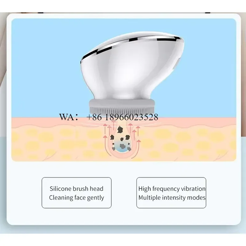 WMWMNU for KKS Silicone Facial Brush 5 Level High Frequency Vibration Sonic Deep Cleansing IPX5 Waterproof Face Massager