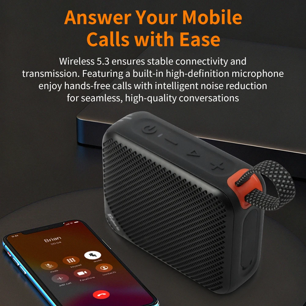 Cybori T102 5W مكبرات صوت بخاصية البلوتوث مقاومة للماء مكبر صوت لاسلكي محمول مع ضوء TWS/LED/بطاقة TF/مكالمات بدون استخدام اليدين للاستخدام اليومي