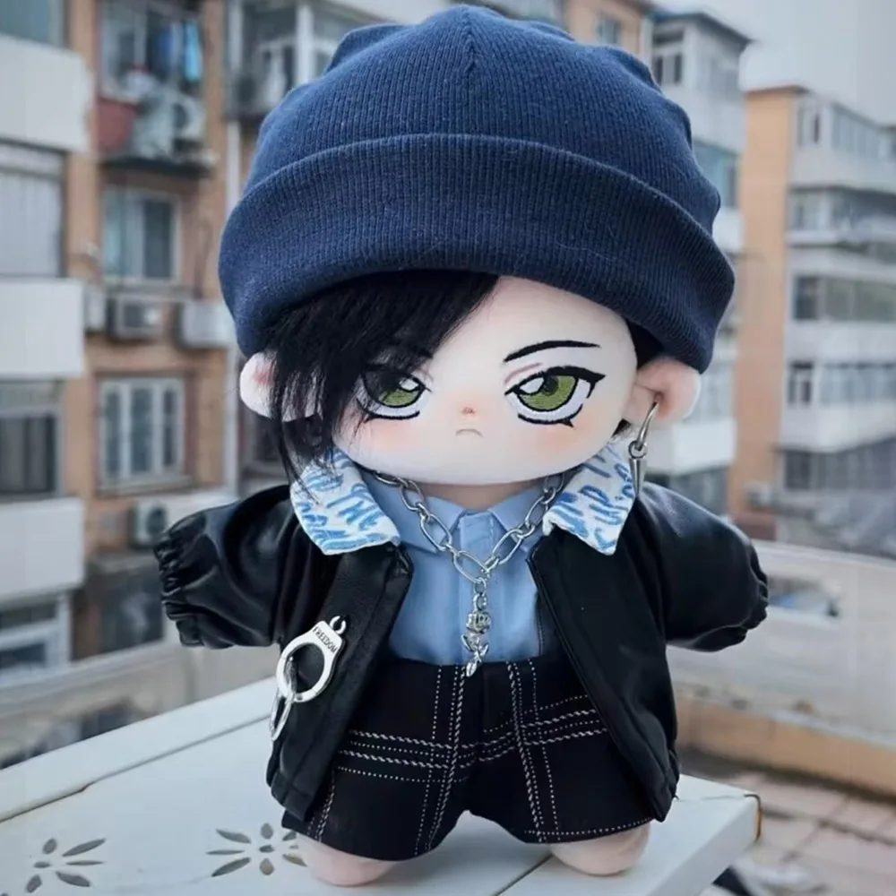 20cm Kawaii Plush Dolls Clothes 3/Set Cool Cool Police Class Doll Kpop Idol Anime Cosplay Black Outfit Toys Accessories