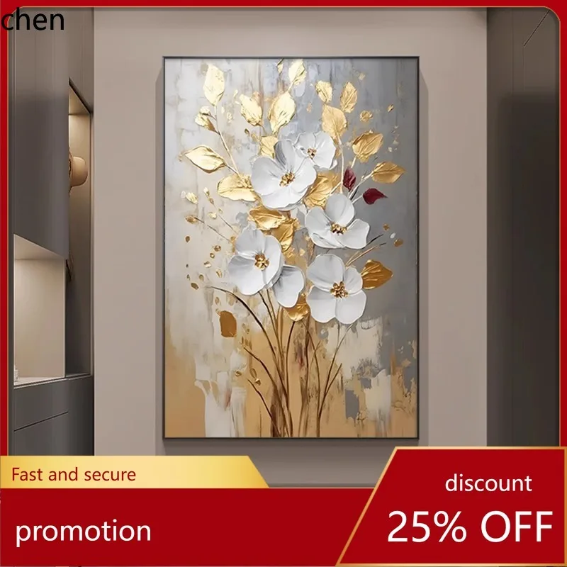 Ht  new home & business large entryway decorative painting - botanical floral wall art - modern living room mural