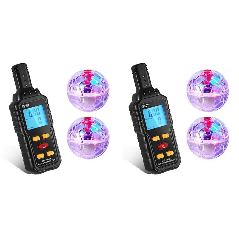 2X Ghost Equipment Kit, Emf Meter With 2 Motion Light Up Catballs, Emf Meter Detector Ghost Equipment-AT36