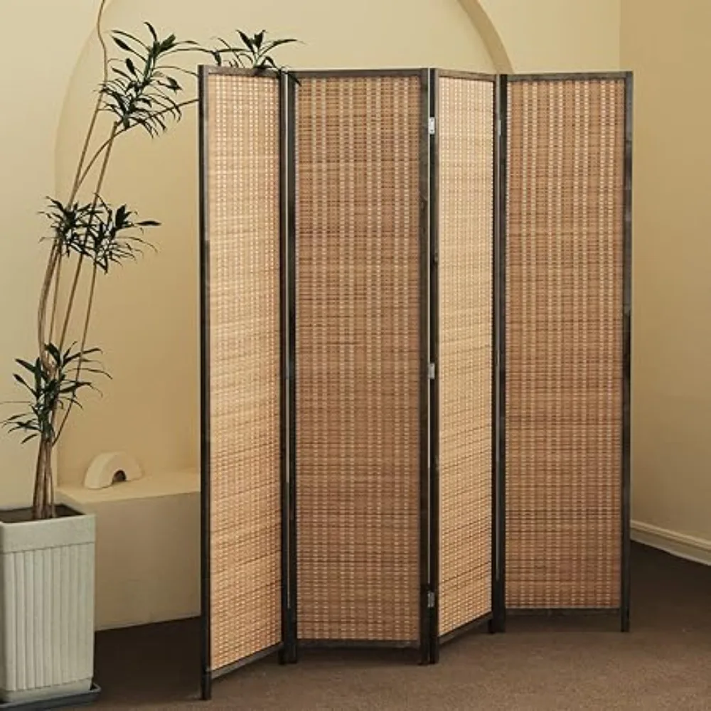 4 Panel Room Divider and Folding Screen Room Divider,Bamboo Room Divider Screen for Room Separation