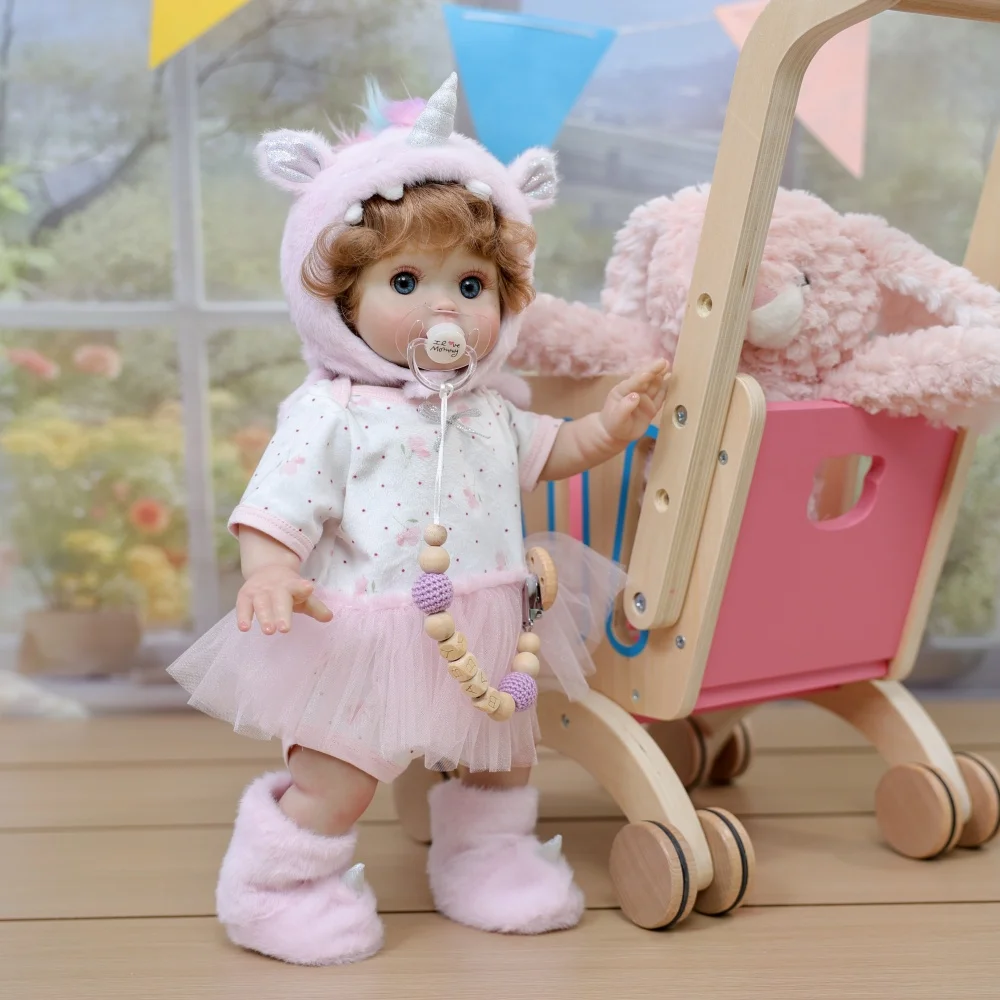 Cloveray الأصلي 18 بوصة واقعية تولد من جديد دمية طفل لطيف يونيكورن مجموعة دمية الفينيل عالية الجودة اليدوية محاكاة لعب هدايا الاطفال #3