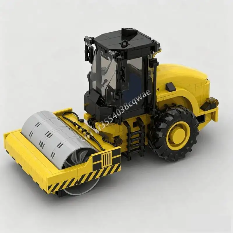 477PCS Road Roller MOC Construction Vehicle Model Custom Puzzle DIY Assembly Building Blocks Toy Popular Gift Collection Display