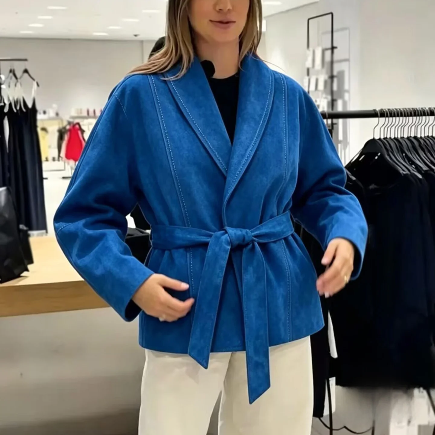Fashionable Long Sleeve Collared Jacket Coat with Belt Women's Autumn Wear 2026 New Arrival Personality Focused Zadata Brand