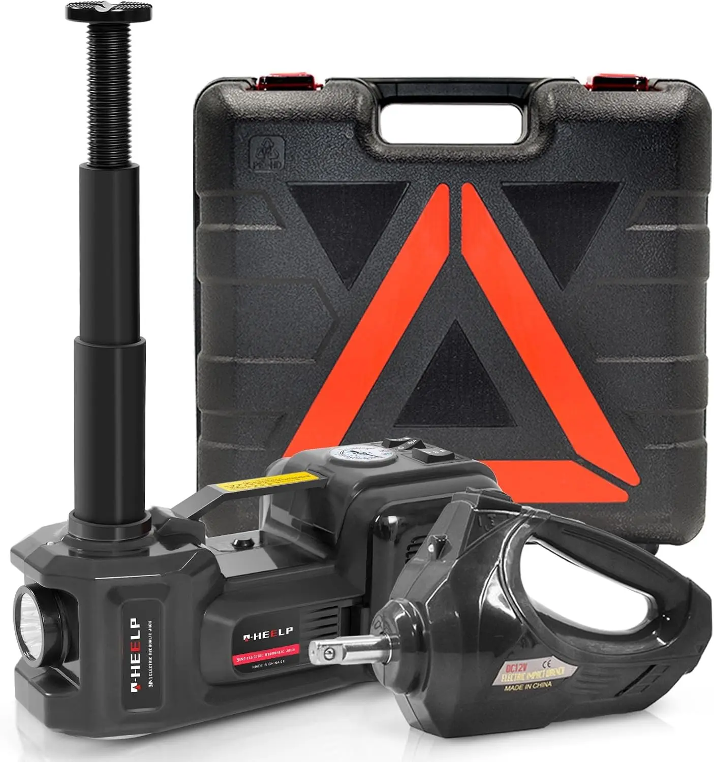 5-Ton Electric Car Jack Kit with Impact Wrench for SUV, Truck Tire Changes - 12V Hydraulic Lift (6.1-17.7 Inch Range)
