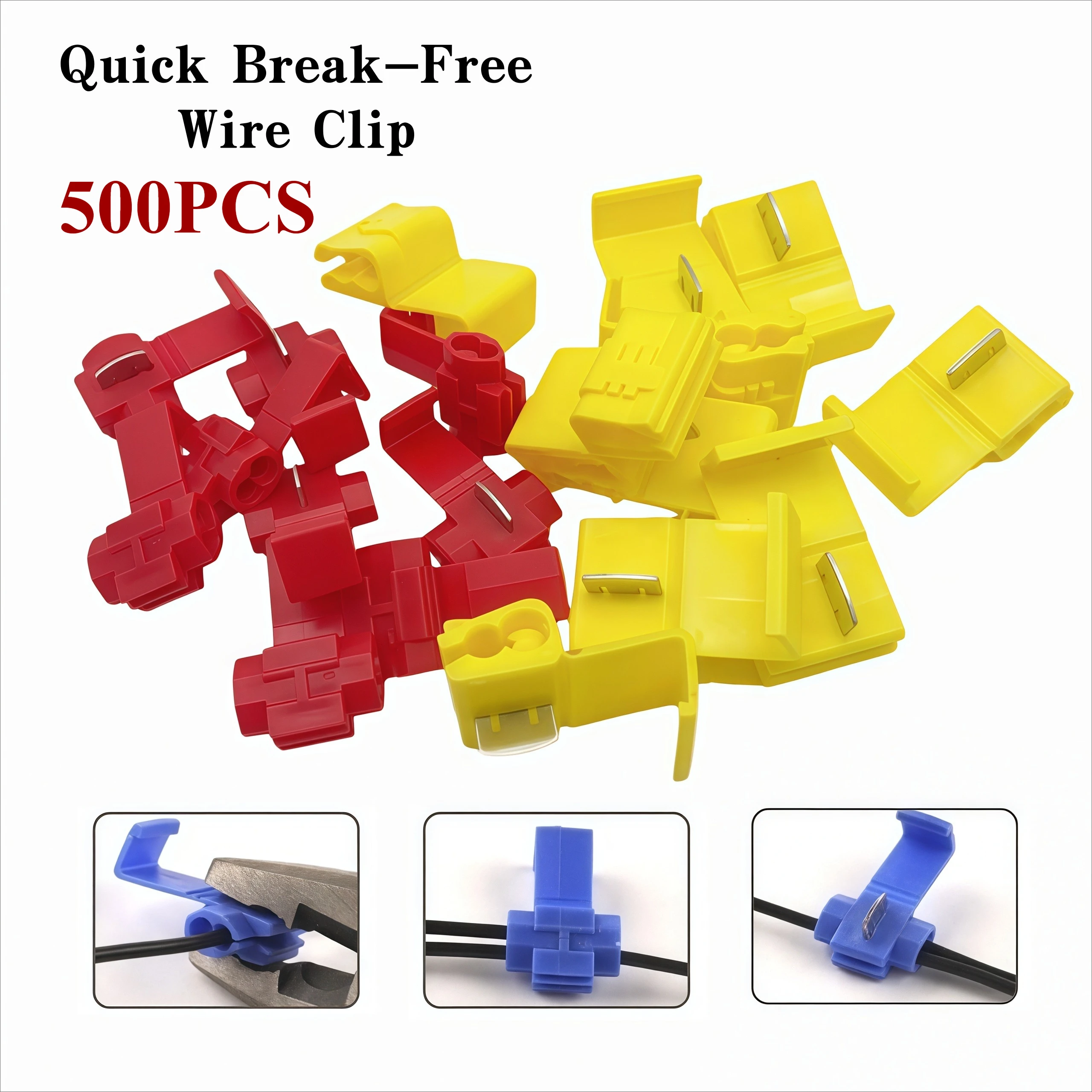 500PCS Wire Connector Without Breaking Cable Insulated Line AWG 22-10 Crimp Quick Splice Electrical Terminals
