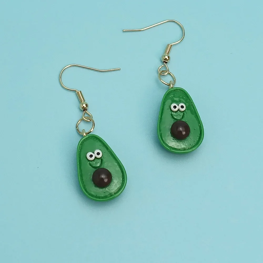 Smiling Face Avocado Earrings Fun Cute Niche Sweet Beauty Earrings Cute Korean Fashion Designer Earrings