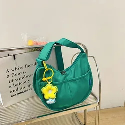 2023 Canvas Women's Crossbody Bag Trend Small Shoulder Handbag Korean Solid Color Student Phone Bag Simple Shopper Zipper Purse