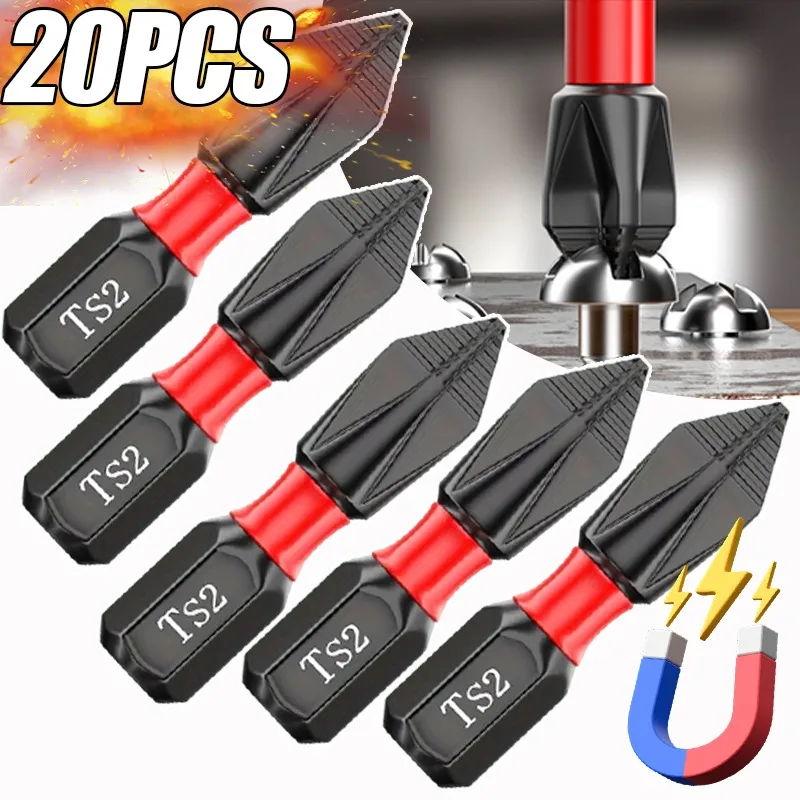 

20/5 шт., сильная магнитная пакетная головка, противоскользящая крестообразная отвертка, стальная электрическая отвертка высокой твердости, сверло