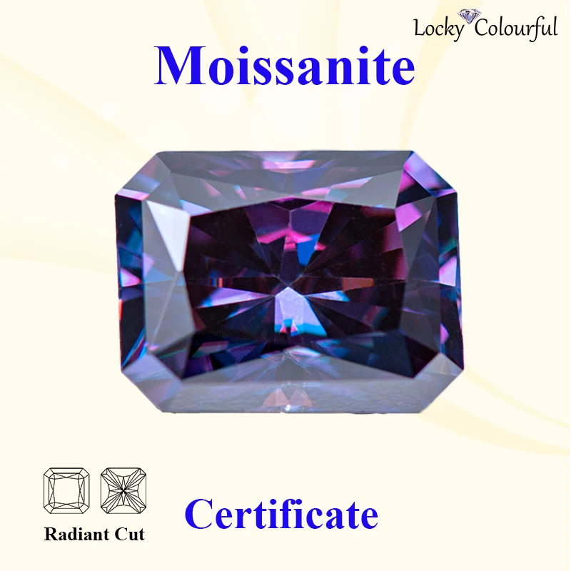 

Moissanite Radiant Cut VVS1 Imperial Purple Color with GRA Certificate for DIY Charms Beads Jewelry Making Bracelet Materials