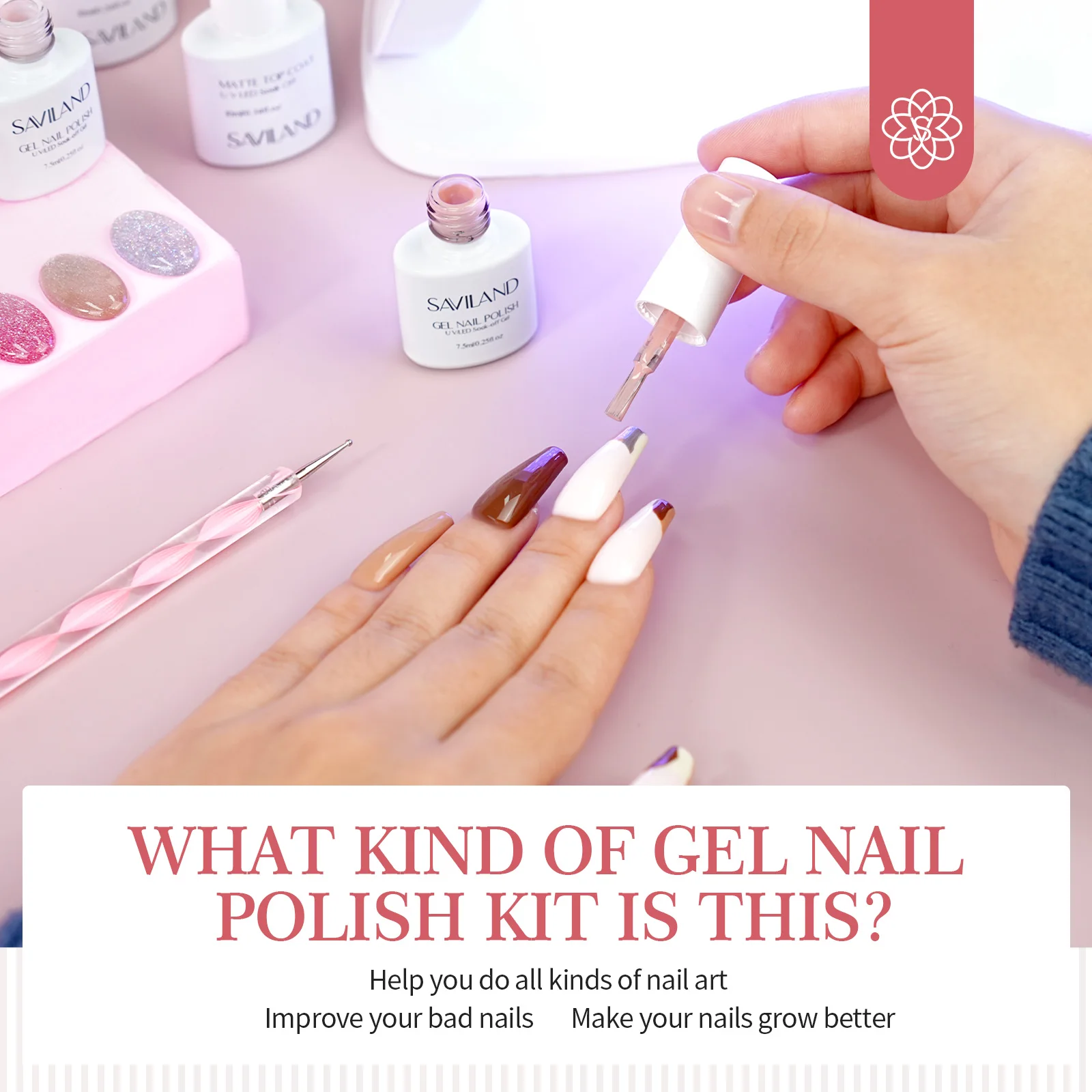 SAVILAND Gel Nail Polish Kit with UV Nail Lamp 30 Colors Gel Polish Nude U V LED Nail Gel with Base and Top Coat Gel Polish