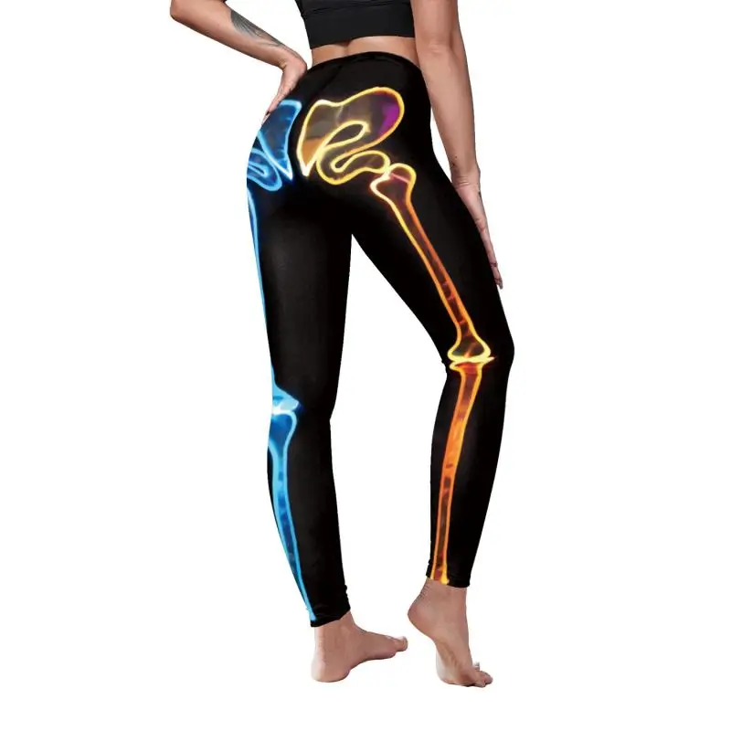 Nadanbao Leggings mit Spinnennetz-Skelett-Print, Halloween-Party, Damenhose, Sommerhose mit mittlerer Taille, weibliche Fitness-Sportstrumpfhose – Detail 7