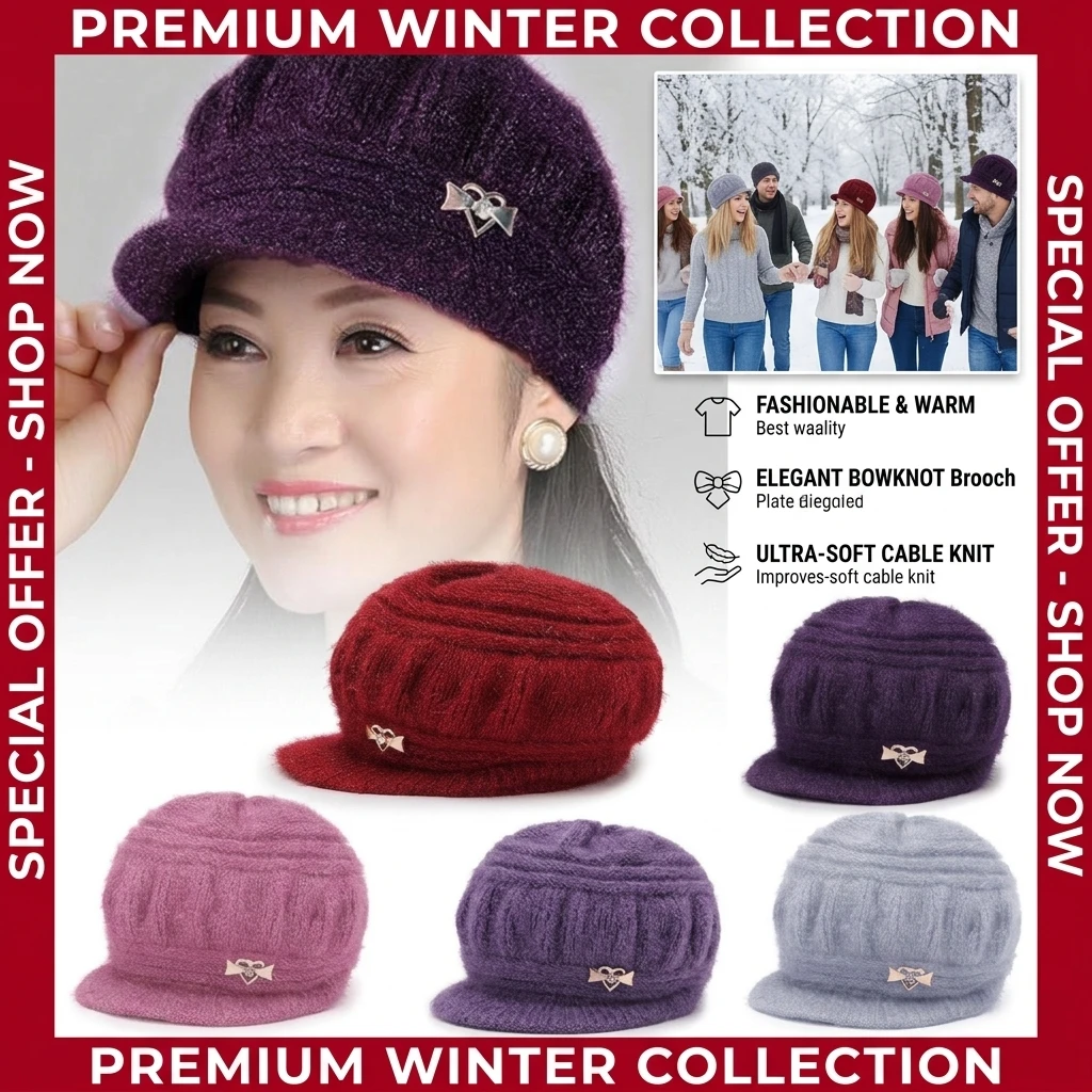1PC Wool Women's Fashion Hat Plush Knitted Wind Shield Ear Guard Solid Color Atmosphere Simple Autumn and Winter Warm Hat
