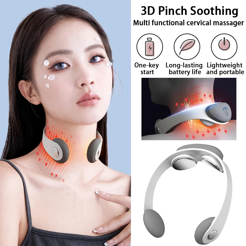 

New multifunctional mini cervical massager pulse home neck massager therapy function portable hot compress cervical massager