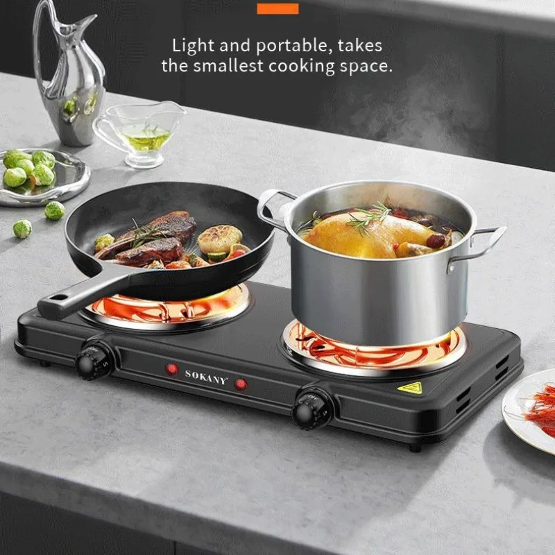

Electric Cooker 110V Adjustable Temperature Double Pot Design for Home Kitchen Apartment Indoor Cooking Use