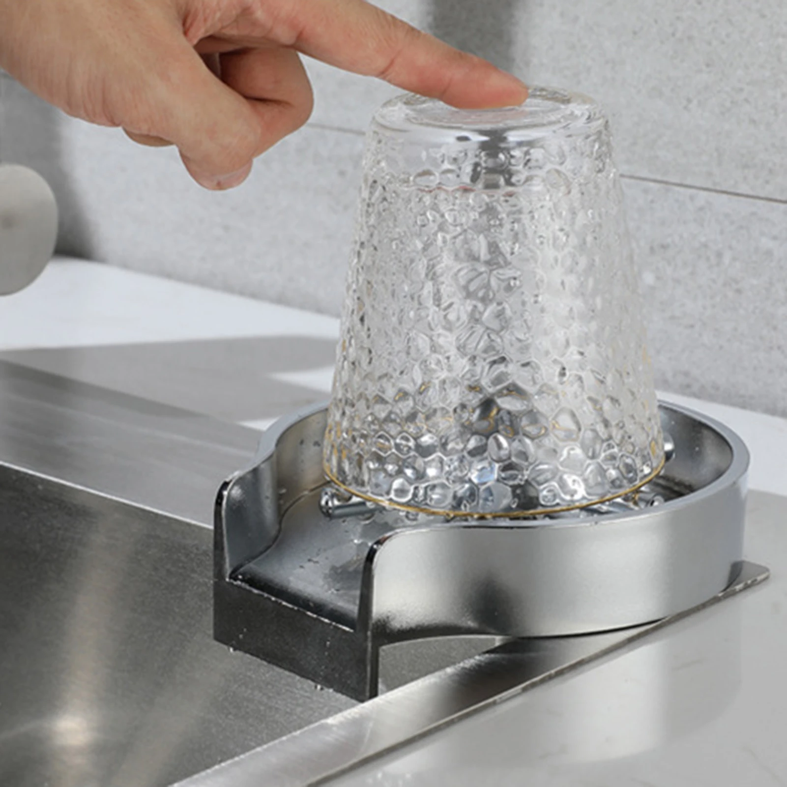 Stainless Steel Automatic Cup Washer High Pressure Faucet Glass Cups Bottles Rinser Kitchen Sink Cleaning Washing Accessories