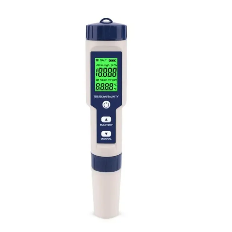 5 IN 1 PH Temperature TDS EC Salinity Meter Digital Waterproof With Automatic Calibration Function Water Quality PH Tester