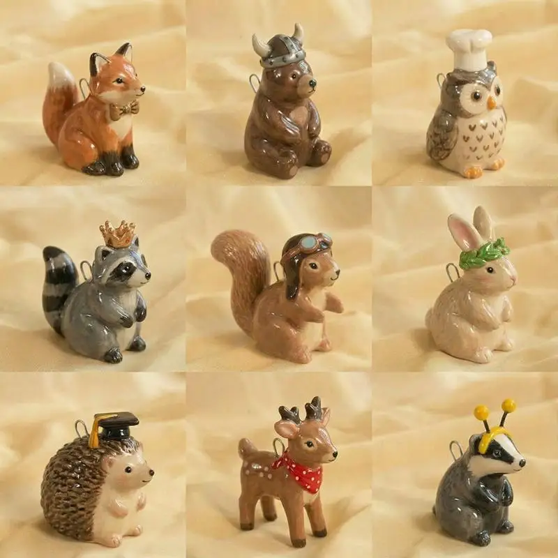 New Fashion Cute 3D Animal Series Dog Fox Squirrel Brown Bear Pendant DIY Necklace Bracelet Color Preserved Jewelry Accessories