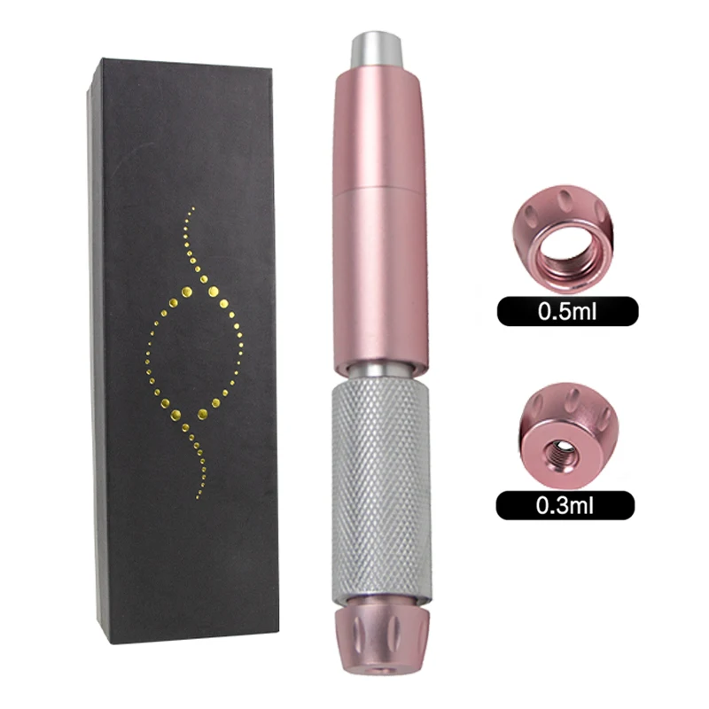 2 In1 Injection Gun Hyaluron Pen Kit + 0.3ml&0.5ml Ampoule Gold Hyaluronic Acid Pen Nebulizer Lip Injector Anti-Wrinkles Device