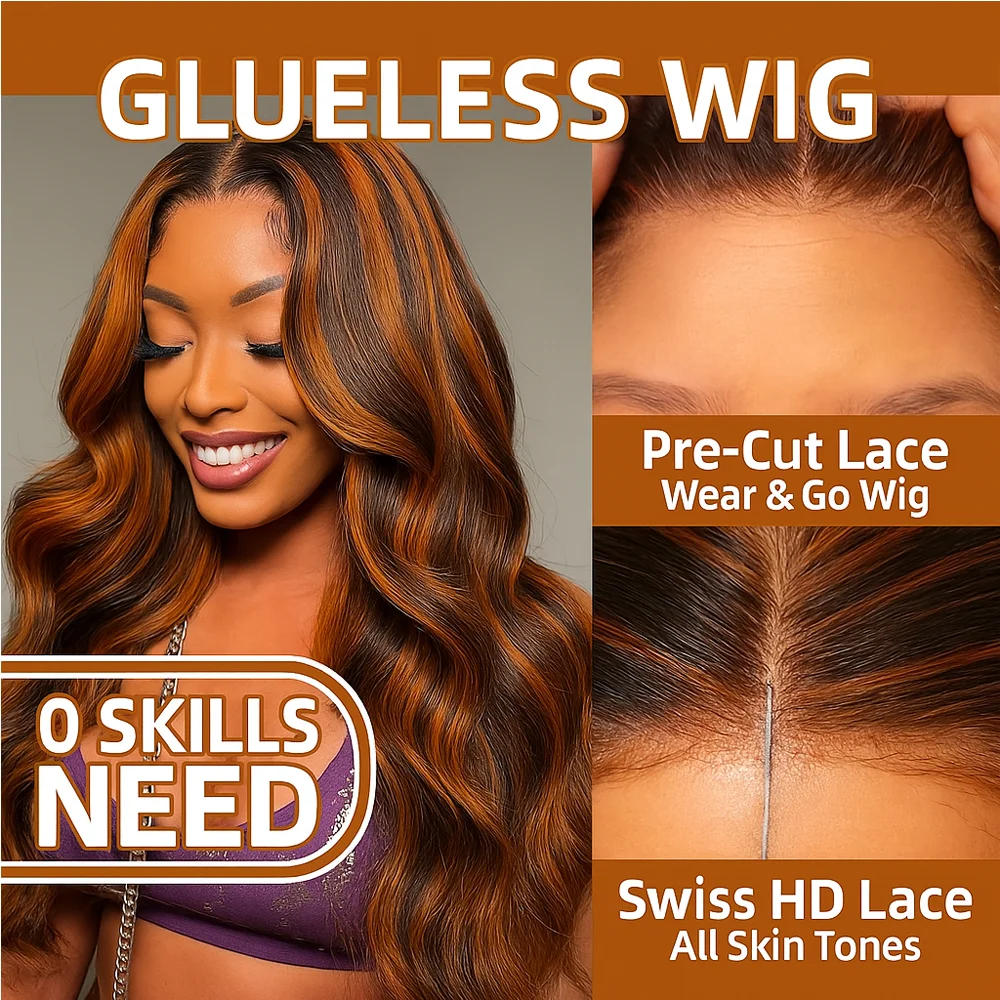 5x5 # 4/350 تسليط الضوء على الباروكات غلويليس الباروكات تسليط الضوء على الزنجبيل مع الجسم موجة الدانتيل الباروكات شعر الإنسان مع شعر الطفل للنساء