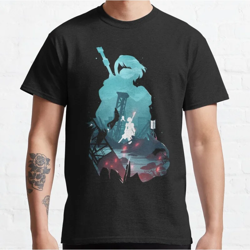 

Nier Automata 2B waif oRHa 80s vintage video game Anime t shirt for man 100% cotton printed large size tops S-6XL clothes