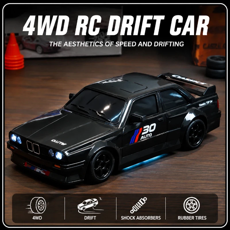 1:24 4WD RC Drift Car Full LED Lights Wireless Remote Control Toy Vehicle Display Model Ornament
