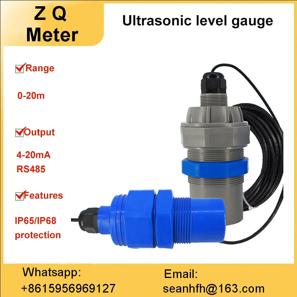 

Ultrasonic Liquid level probe ultrasonic liquid level meter sensor 4-20ma anti-corrosion liquid level meter sewage meter IP68