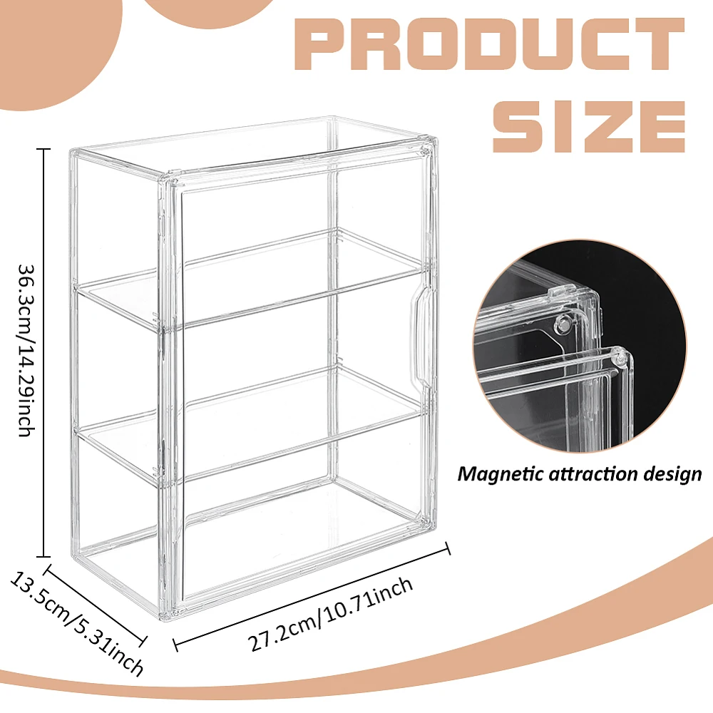 3 Tiers Display Case for Figures with Door - Clear Dustproof Storage Box Showcase for Collectibles Action Figure