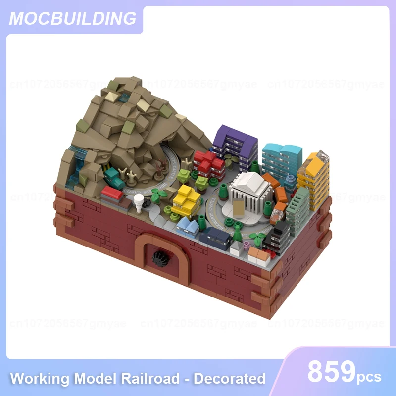 Working Model Railroad Decorated Architecture MOC Building Blocks DIY Assemble Bricks Educational Display Xmas Toys Gifts 859PCS