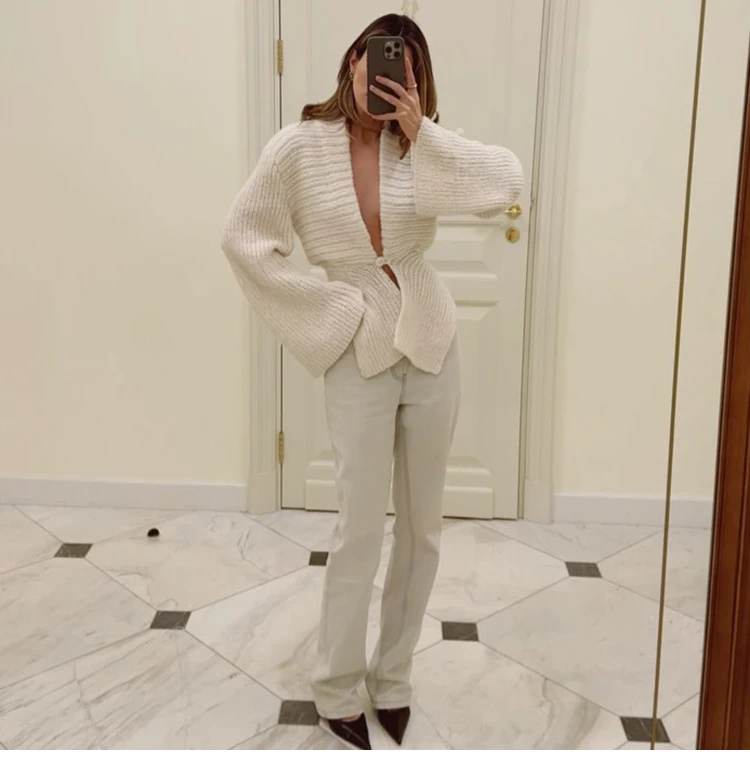 Sweaters Jumpers Cardigans Womens Cardigan Unisex Korean Style Punk Studded Trim Distressed Look Concert Young Rock Fashion Sexy