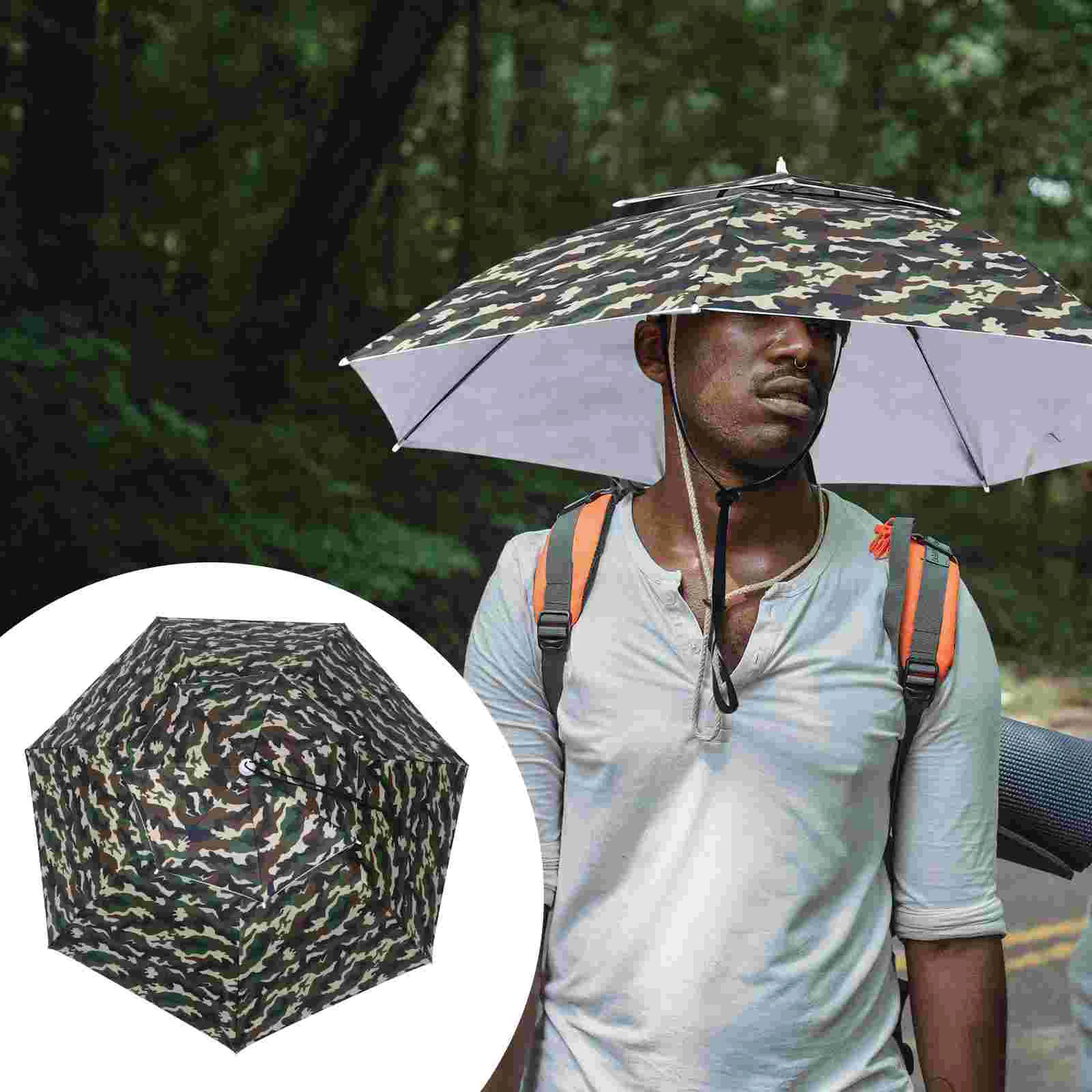 

Hat Large Hands Free Umbrella Umbrellas for Rain Big Fishing Iron Sun Outdoor Work