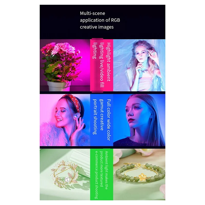 

【Hot Cake】60W Photography Fill Light Portable COB RGB Video Light 2500-6500K Outdoor Studio Video Recording Photography EU Plug