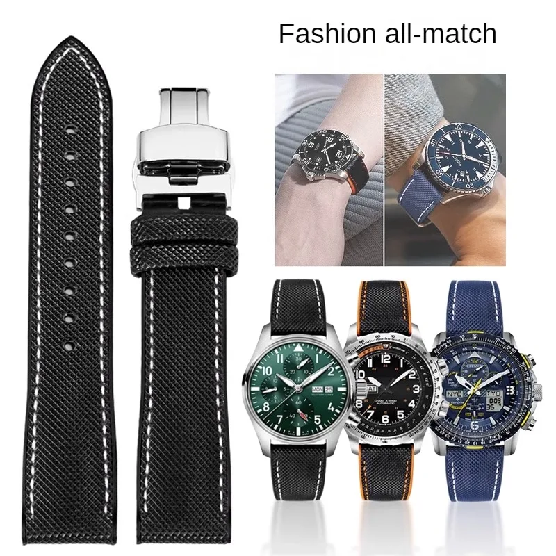 

General Brand Silicone Watch Strap With 19/20/21/22/23/24mm Flat Interface Nylon Grain Rubber Watch Belt.