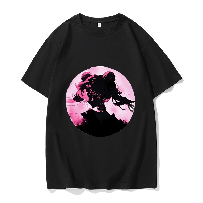 Sailor Moon T-shirt Woman Summer Fashion Planet Figures Tops Anime Luna Cat Girl Tees Adult Clothing Short Sleeve Gift Hot Sales