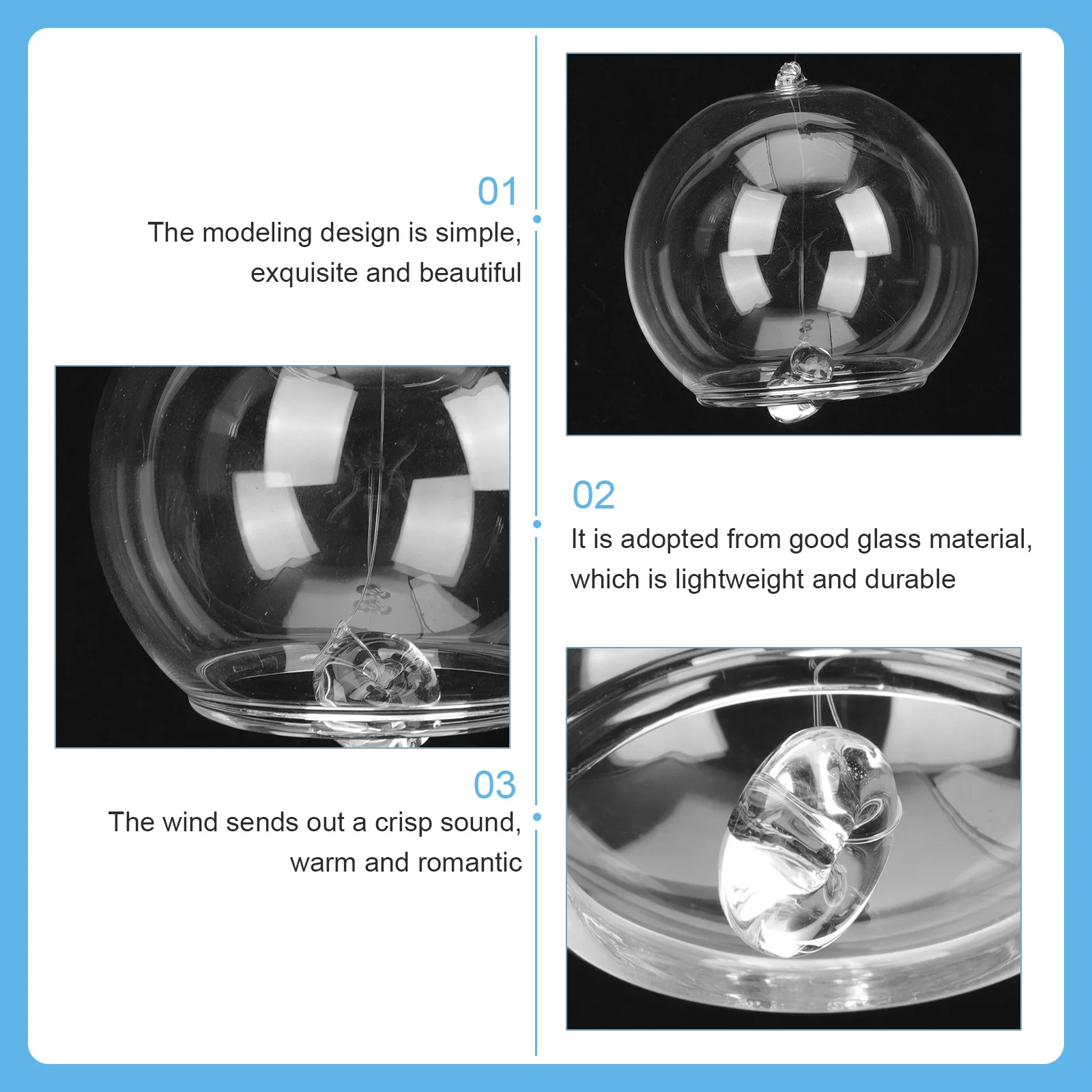 

Japanese Style Glass Wind Bell Outdoor Hanging Decor Clear Wind Chime Ornament Garden Balcony Decoration Glass Craft Ornaments