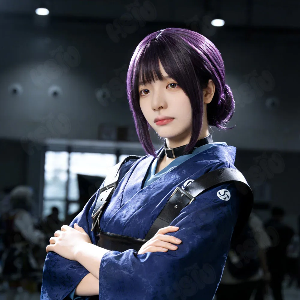 Anime Cosmic Princess Kaguya Sakiyori Iroha Cosplay Wig 35Cm Black Purple Short Hair Heat Resistant Wig+Wig Cap