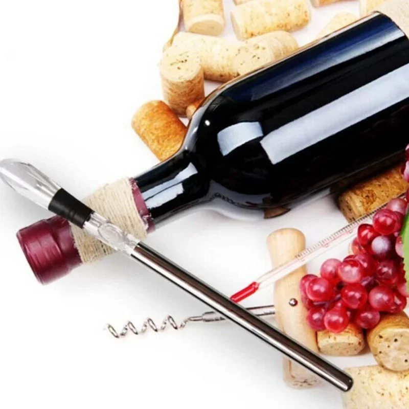 Stainless Steel Ice Wine Chiller Stick With Wine Pourer Wine Cooling Stick Cooler Beer Beverage Frozen Stick Ice Cool Bar home