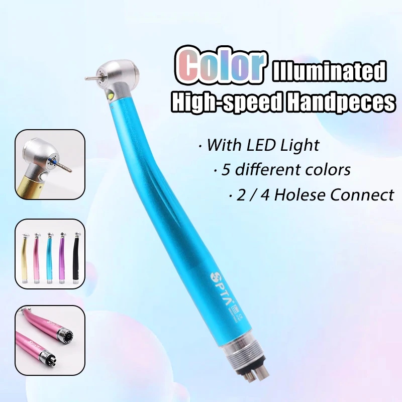 Dental Rainbow LED Light High Speed Air Turbine Handpiece Push Button With Colorful 2Hole and 4Hole Choice Dentist Tool