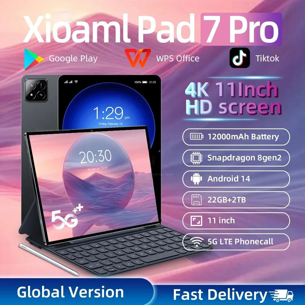 

2025 New Xioami Pad 7 Pro Android 14 Snapdragon 8 Gen2 Tablet PC 11 Inch 22GB+2TB Dual SIM 5G WiFi GPS Mi Tab