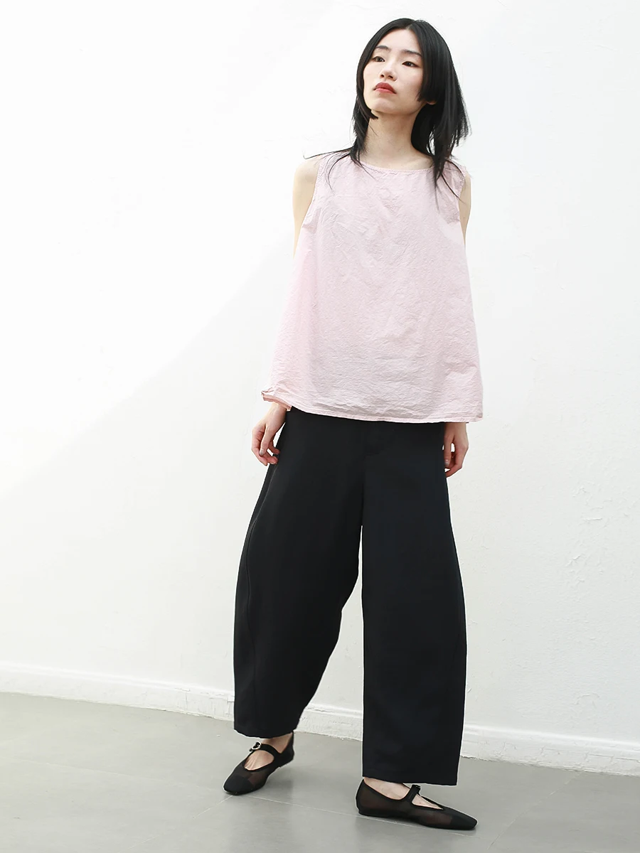 

Женский свободный жилет А-силуэта из хлопка, лето 2024, экологически окрашенный, из высококачественного хлопка, имитирующего бумагу, модный