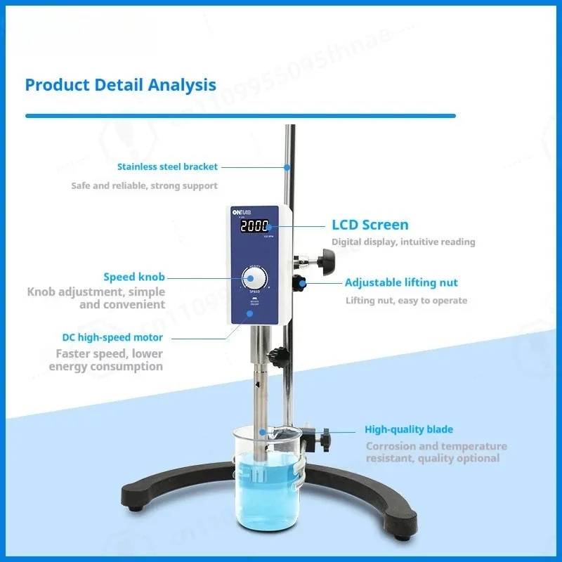 D-200 High Shear Lab Homogenizer Emulsifying Mixer 20–1200ml Laboratory Disperser High Speed Emulsifier for Liquid