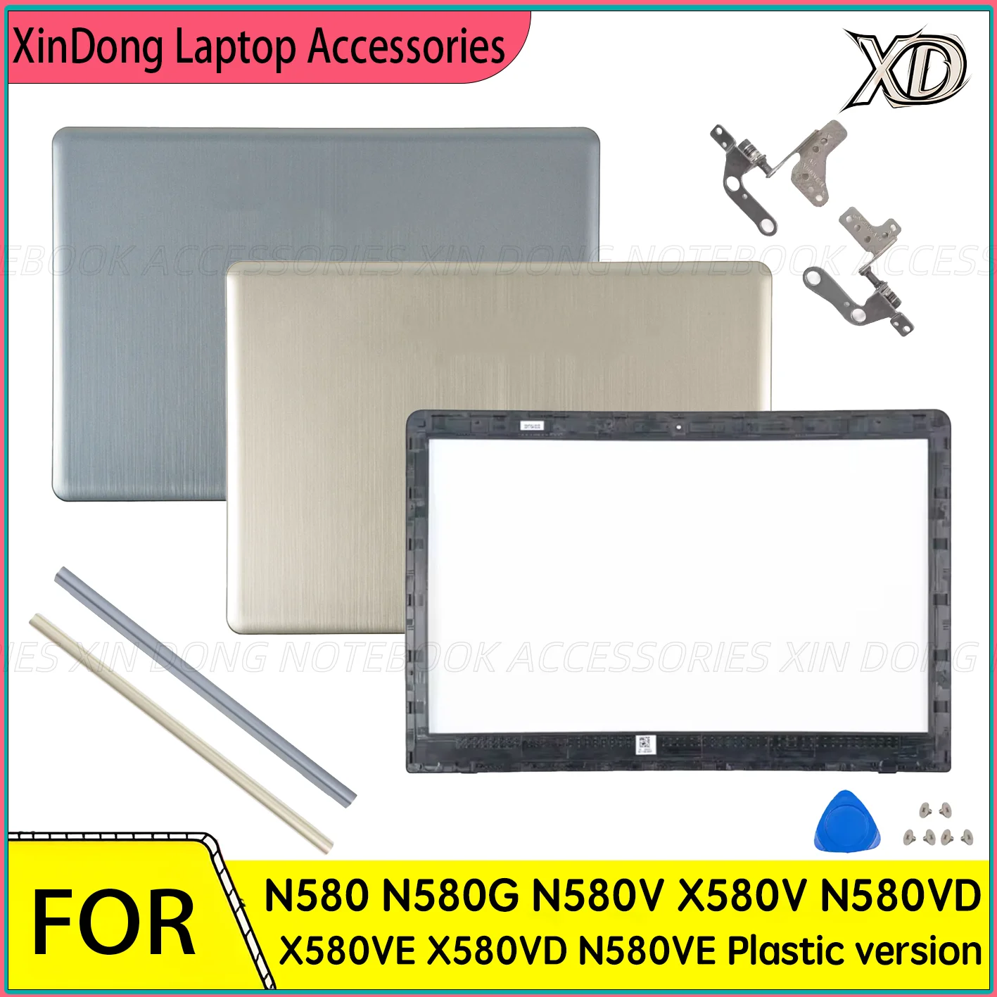 New Housing Case For N580 N580G N580V X580V N580VD X580VE X580VD N580VE Plastic Version LCD BACK Cover / Bezel / Hinges Replacem